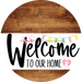 Welcome To Our Home Sign Easter White Stripe Wood Grain Decoe-3394-Dh 18 Round