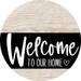 Welcome To Our Home Sign Heart Black Stripe White Wash Decoe-2911-Dh 18 Wood Round