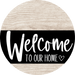 Welcome To Our Home Sign Heart Black Stripe White Wash Decoe-2911-Dh 18 Wood Round