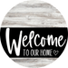 Welcome To Our Home Sign Heart Black Stripe White Wash Decoe-2912-Dh 18 Wood Round