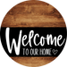 Welcome To Our Home Sign Heart Black Stripe Wood Grain Decoe-2905-Dh 18 Round