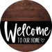 Welcome To Our Home Sign Heart Black Stripe Wood Grain Decoe-2906-Dh 18 Round