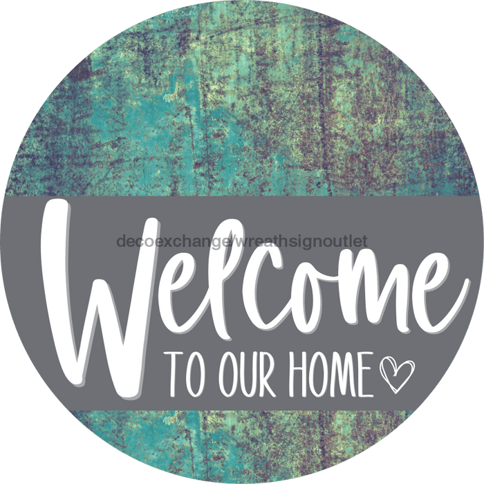 Welcome To Our Home Sign Heart Gray Stripe Petina Look Decoe-2798-Dh 18 Wood Round