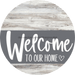 Welcome To Our Home Sign Heart Gray Stripe White Wash Decoe-2801-Dh 18 Wood Round