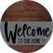 Welcome To Our Home Sign Heart Gray Stripe Wood Grain Decoe-2785-Dh 18 Round