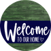 Welcome To Our Home Sign Heart Navy Stripe Green Stain Decoe-2782-Dh 18 Wood Round