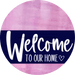 Welcome To Our Home Sign Heart Navy Stripe Pink Stain Decoe-2779-Dh 18 Wood Round