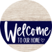 Welcome To Our Home Sign Heart Navy Stripe White Wash Decoe-2780-Dh 18 Wood Round