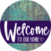 Welcome To Our Home Sign Heart Purple Stripe Petina Look Decoe-2878-Dh 18 Wood Round