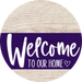 Welcome To Our Home Sign Heart Purple Stripe White Wash Decoe-2880-Dh 18 Wood Round