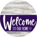 Welcome To Our Home Sign Heart Purple Stripe White Wash Decoe-2881-Dh 18 Wood Round