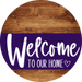 Welcome To Our Home Sign Heart Purple Stripe Wood Grain Decoe-2874-Dh 18 Round