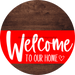 Welcome To Our Home Sign Heart Red Stripe Wood Grain Decoe-2815-Dh 18 Round