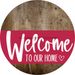Welcome To Our Home Sign Heart Viva Magenta Stripe Wood Grain Decoe-2896-Dh 18 Round