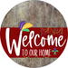 Welcome To Our Home Sign Mardi Gras Dark Red Stripe Wood Grain Decoe-3619-Dh 18 Round