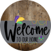 Welcome To Our Home Sign Mardi Gras Gray Stripe Wood Grain Decoe-3568-Dh 18 Round