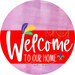 Welcome To Our Home Sign Mardi Gras Red Stripe Pink Stain Decoe-3601-Dh 18 Wood Round