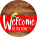 Welcome To Our Home Sign Mardi Gras Red Stripe Wood Grain Decoe-3596-Dh 18 Round