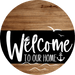 Welcome To Our Home Sign Nautical Black Stripe Wood Grain Decoe-3230-Dh 18 Round
