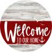 Welcome To Our Home Sign Nautical Dark Red Stripe White Wash Decoe-3166-Dh 18 Wood Round