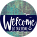 Welcome To Our Home Sign Nautical Navy Stripe Petina Look Decoe-3103-Dh 18 Wood Round