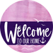 Welcome To Our Home Sign Nautical Purple Stripe Pink Stain Decoe-3204-Dh 18 Wood Round