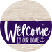 Welcome To Our Home Sign Nautical Purple Stripe White Wash Decoe-3205-Dh 18 Wood Round