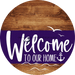 Welcome To Our Home Sign Nautical Purple Stripe Wood Grain Decoe-3199-Dh 18 Round