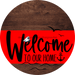 Welcome To Our Home Sign Nautical Red Stripe Wood Grain Decoe-3130-Dh 18 Round