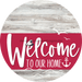 Welcome To Our Home Sign Nautical Viva Magenta Stripe White Wash Decoe-3226-Dh 18 Wood Round