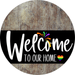 Welcome To Our Home Sign Pride Black Stripe Pink Stain Decoe-3995-Dh 18 Wood Round