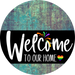 Welcome To Our Home Sign Pride Black Stripe White Wash Decoe-3996-Dh 18 Wood Round