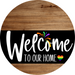 Welcome To Our Home Sign Pride Black Stripe Wood Grain Decoe-3991-Dh 18 Round