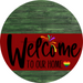 Welcome To Our Home Sign Pride Dark Red Stripe Green Stain Decoe-3918-Dh 18 Wood Round