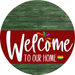 Welcome To Our Home Sign Pride Dark Red Stripe Green Stain Decoe-3928-Dh 18 Wood Round