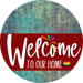 Welcome To Our Home Sign Pride Dark Red Stripe Petina Look Decoe-3924-Dh 18 Wood Round