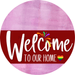 Welcome To Our Home Sign Pride Dark Red Stripe Pink Stain Decoe-3925-Dh 18 Wood Round