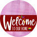 Welcome To Our Home Sign Pride Dark Red Stripe Pink Stain Decoe-3925-Dh 18 Wood Round