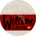 Welcome To Our Home Sign Pride Dark Red Stripe White Wash Decoe-3916-Dh 18 Wood Round