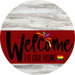 Welcome To Our Home Sign Pride Dark Red Stripe White Wash Decoe-3917-Dh 18 Wood Round