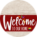 Welcome To Our Home Sign Pride Dark Red Stripe White Wash Decoe-3926-Dh 18 Wood Round