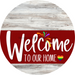 Welcome To Our Home Sign Pride Dark Red Stripe White Wash Decoe-3927-Dh 18 Wood Round