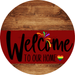Welcome To Our Home Sign Pride Dark Red Stripe Wood Grain Decoe-3910-Dh 18 Round