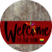 Welcome To Our Home Sign Pride Dark Red Stripe Wood Grain Decoe-3913-Dh 18 Round
