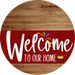 Welcome To Our Home Sign Pride Dark Red Stripe Wood Grain Decoe-3919-Dh 18 Round