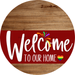 Welcome To Our Home Sign Pride Dark Red Stripe Wood Grain Decoe-3919-Dh 18 Round