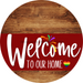 Welcome To Our Home Sign Pride Dark Red Stripe Wood Grain Decoe-3920-Dh 18 Round