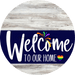 Welcome To Our Home Sign Pride Navy Stripe White Wash Decoe-3867-Dh 18 Wood Round
