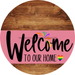 Welcome To Our Home Sign Pride Pink Stripe Wood Grain Decoe-3930-Dh 18 Round