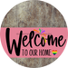 Welcome To Our Home Sign Pride Pink Stripe Wood Grain Decoe-3933-Dh 18 Round